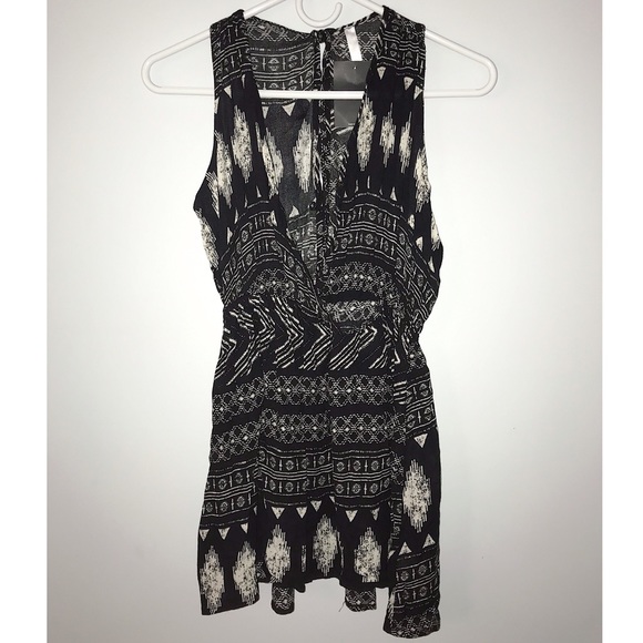 Black/Cream Patterned Dress - Picture 1 of 7